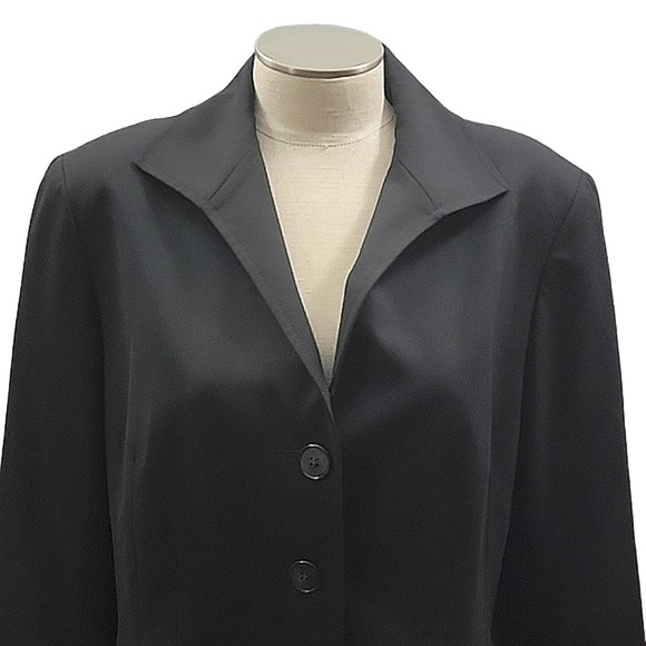Lafayette 148 New York Stretch Virgin Wool 3-button Blazer Black Women's SZ 12 - Picture 2 of 8